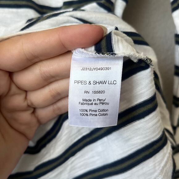 Veronica Beard Mason Baseball Tee in White Navy Stripe Size M - Picture 5 of 6